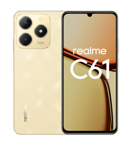 сертифицированный Realme C61 8/128GB Блестящий золотой